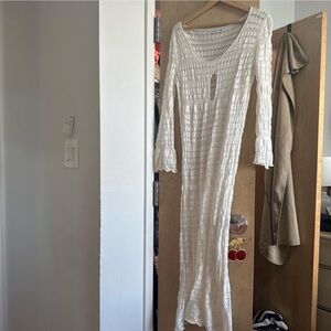 Gimaguas White Long Sleeve Crochet Dress